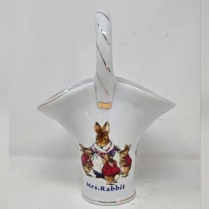 Vtg Beatrix potter peter rabbit mrs. rabbit vase basket frederick warne &co 2002